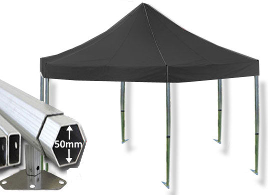 6m Extreme 50 Hexagonal Instant Shelter Pop Up Gazebos Black Main Image