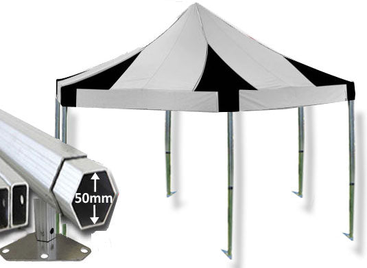 6m Extreme 50 Hexagonal Instant Shelter Pop Up Gazebos Black/Silver Main Image