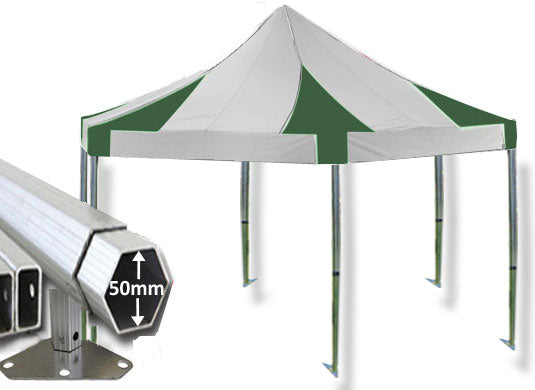6m Extreme 50 Hexagonal Instant Shelter Pop Up Gazebos Green/White Image