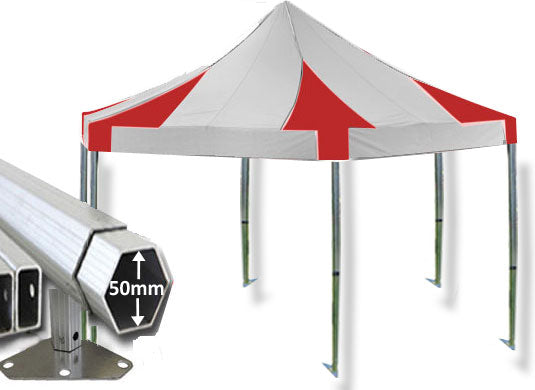 6m Extreme 50 Hexagonal Instant Shelter Pop Up Gazebos Red/White Main Image