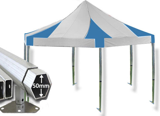 6m Extreme 50 Hexagonal Instant Shelter Pop Up Gazebos Royal Blue/White Main Image