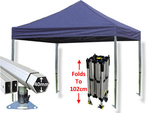 3m x 3m Compact 40 Instant Shelter Pop Up Gazebos Navy Blue