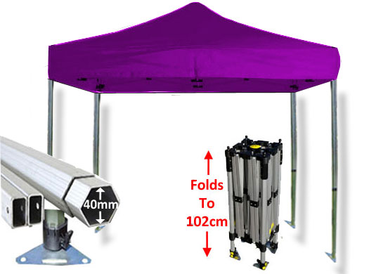 2m x 2m Compact 40 Instant Shelter Pop Up Gazebos Purple