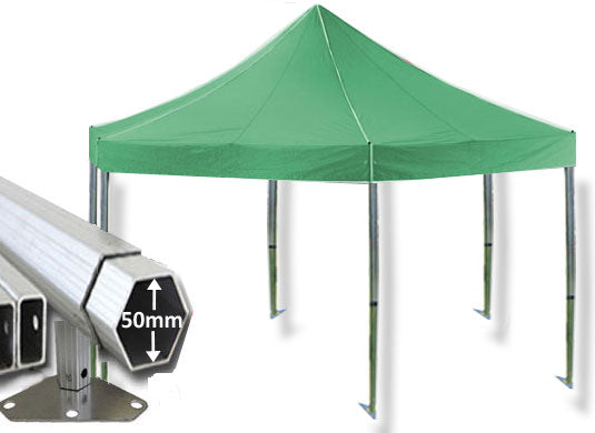 6m Extreme 50 Hexagonal Instant Shelter Pop Up Gazebos Green Main Image