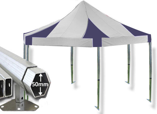 6m Extreme 50 Hexagonal Instant Shelter Pop Up Gazebos Navy Blue/White Main Image