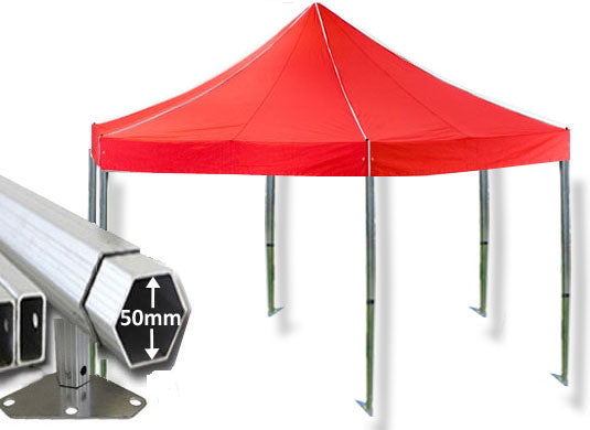 6m Extreme 50 Hexagonal Instant Shelter Pop Up Gazebos Red Main Image