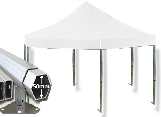 6m Extreme 50 Hexagonal Instant Shelter Pop Up Gazebos White Main Image
