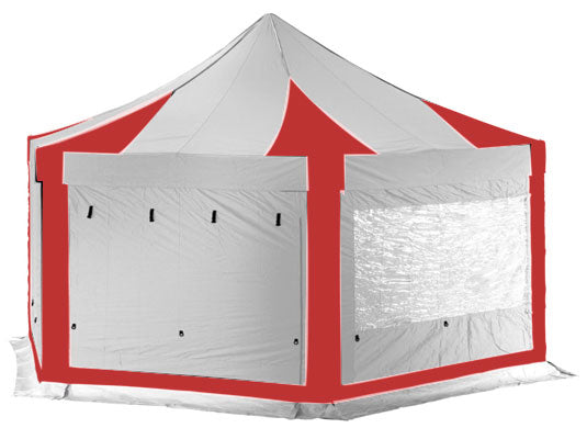 6m Extreme 50 Hexagonal Instant Shelter Pop Up Gazebos Red/White Image 14