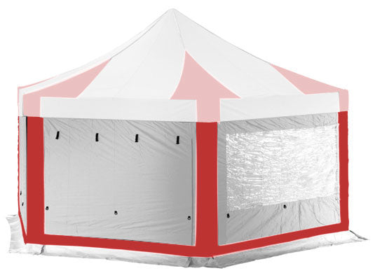6m Hexagonal Extreme 50 Instant Shelter Sidewalls Red/White Main Image